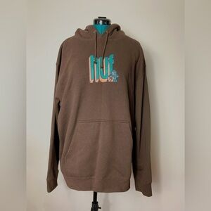 Huf Worldwide Brown Bookend Pullover Hoodie Size XL